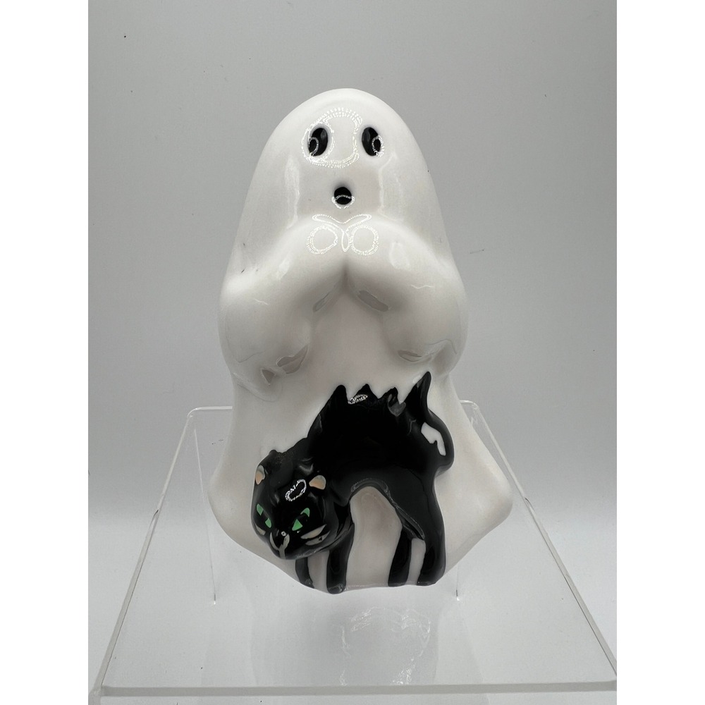 2025 Target Hyde & EEK Ghost Black Cat Ceramic Halloween Figurine NWT